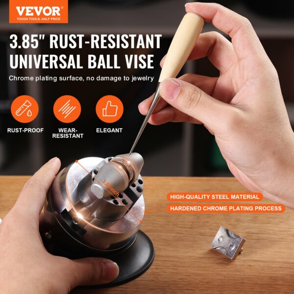 VEVOR 3 Inch Engraving Block Block Ball Vise with 30Pcs Attachment Inlaid Diamonds Full Set Ball Vise Engraving Setting Tool for Jewelry Handwork - Image 4